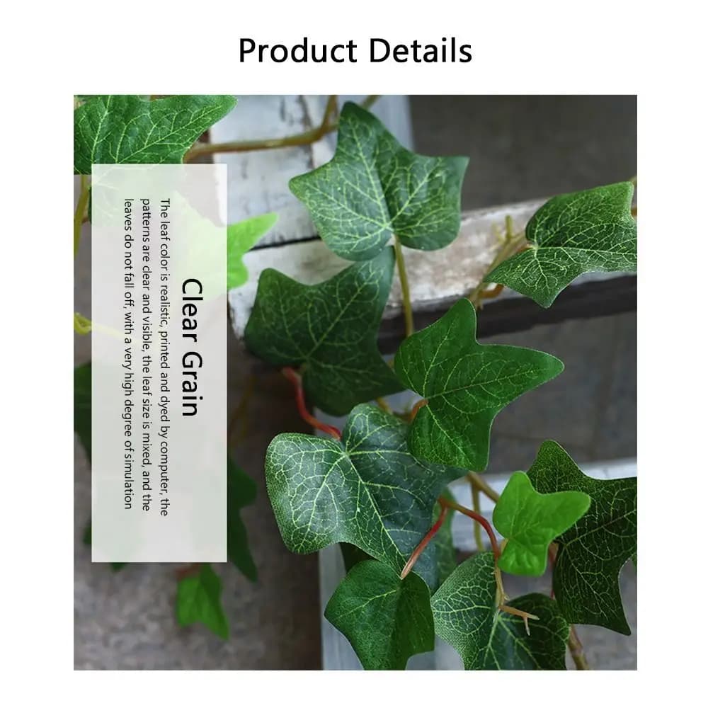 Creative Green Artificial Ivy Vine 80 Leaves Silk Leaves Faux Ivy Photo Props DIY Accessories Hanging Plants Wall Ornament