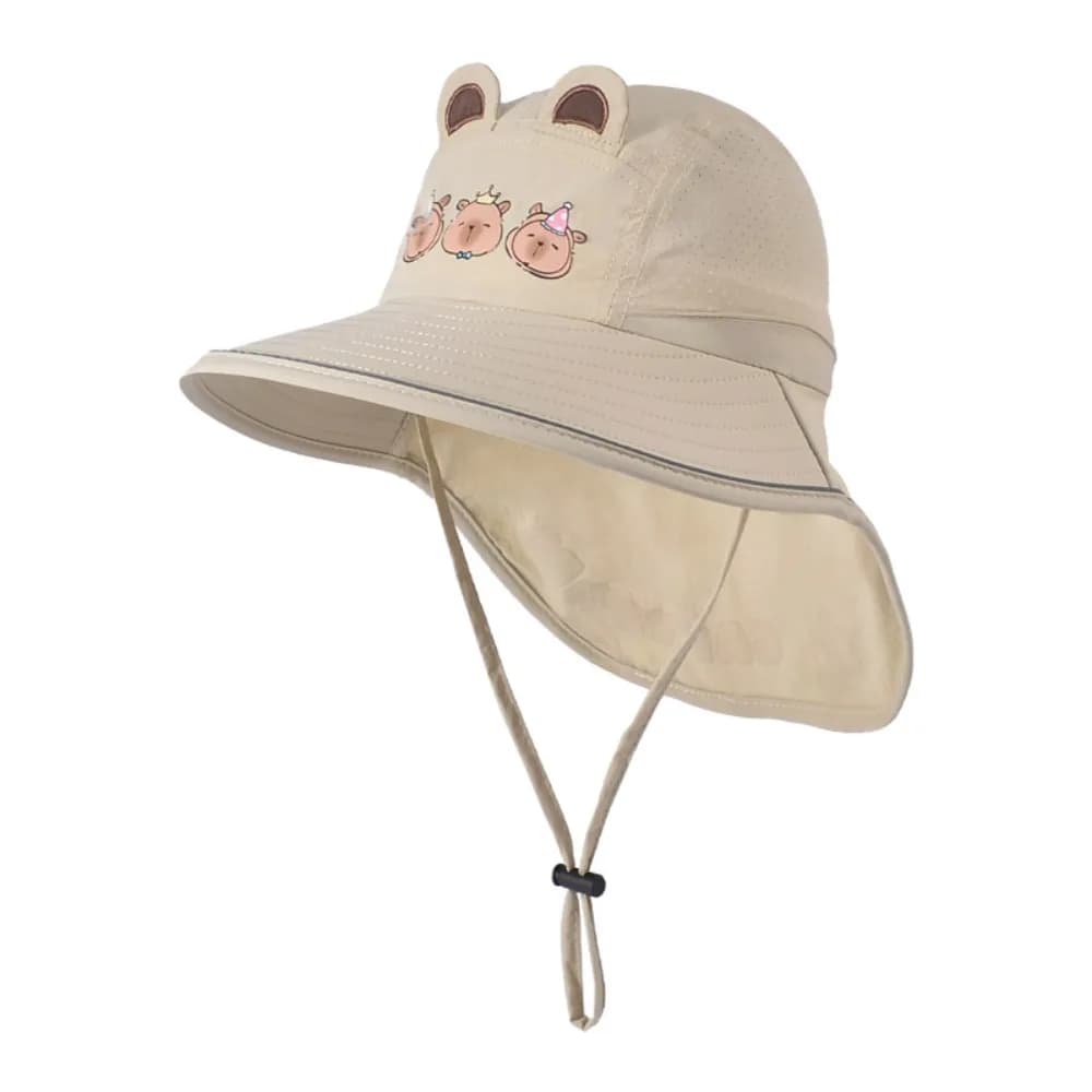 Big Brim Capibara Children's Sun Hat Sun-Shade UV Protection Quick-drying Waterproof Shawl Cap Breathable Neck Guard