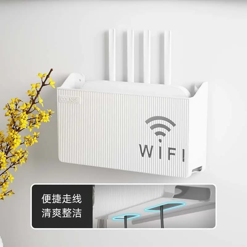 Wall-Mounted Wifi Router Storage Box Plastic Cable Management Organizer Holder For Home Living Room Bedroom Office Wall Hanging