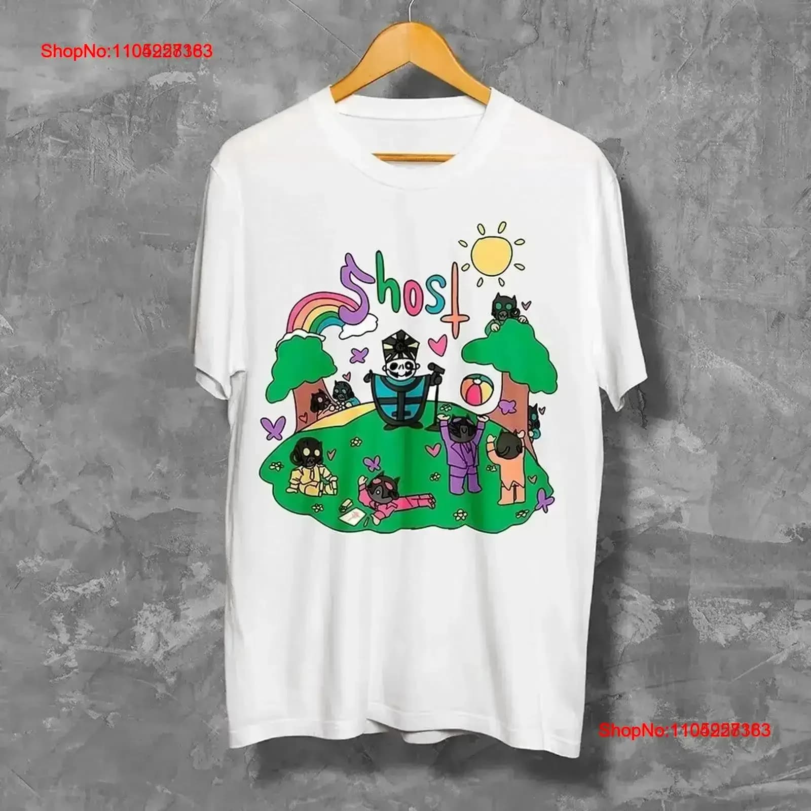Funny cartoon shirt Ghost Band S 5XL vintage washed Graphic stylish Comodo streetwear elongated Versatile