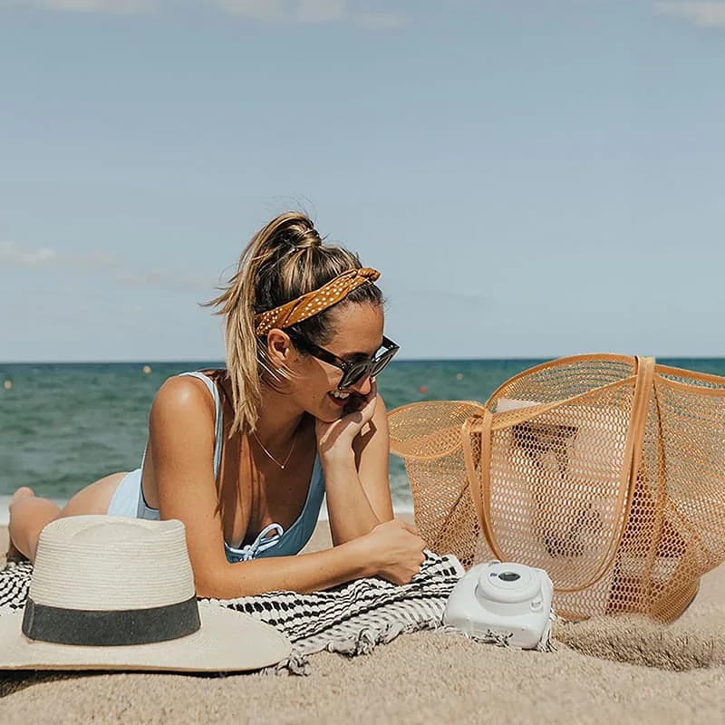Summer Swimming Mesh Bag Beach Bag Women's Large Capacity Mesh Bag Children's Swimsuit Equipment Storage Bag Folding Woven Bag