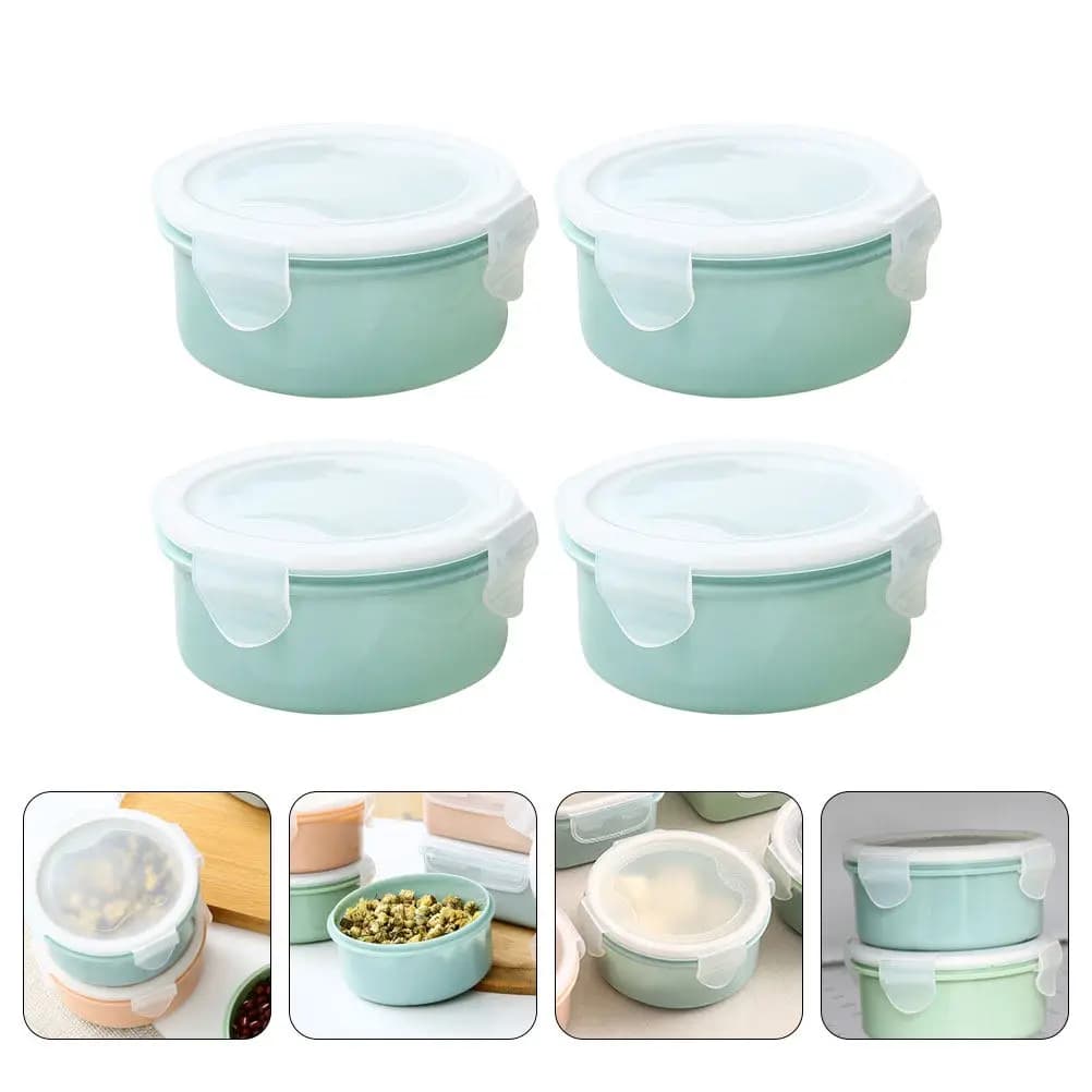 Set di 4 Contenitori Organizzatori per Frigorifero, per Mantenere Freschi Alimenti, Frutta e Verdura, Ermetici e Portatili per Cucina