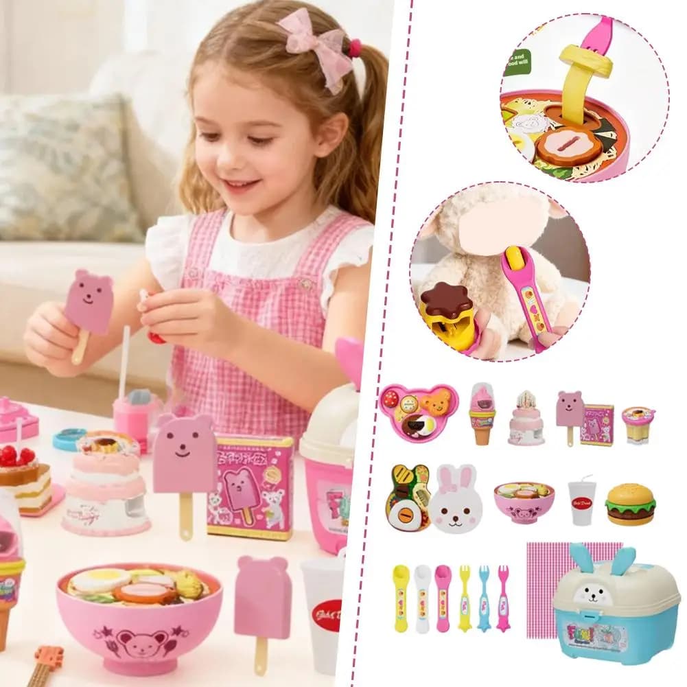 Children's pudding Toy for feeding Set of strawberry jelly pudding Storage box Children's playpen Set for girls Toys