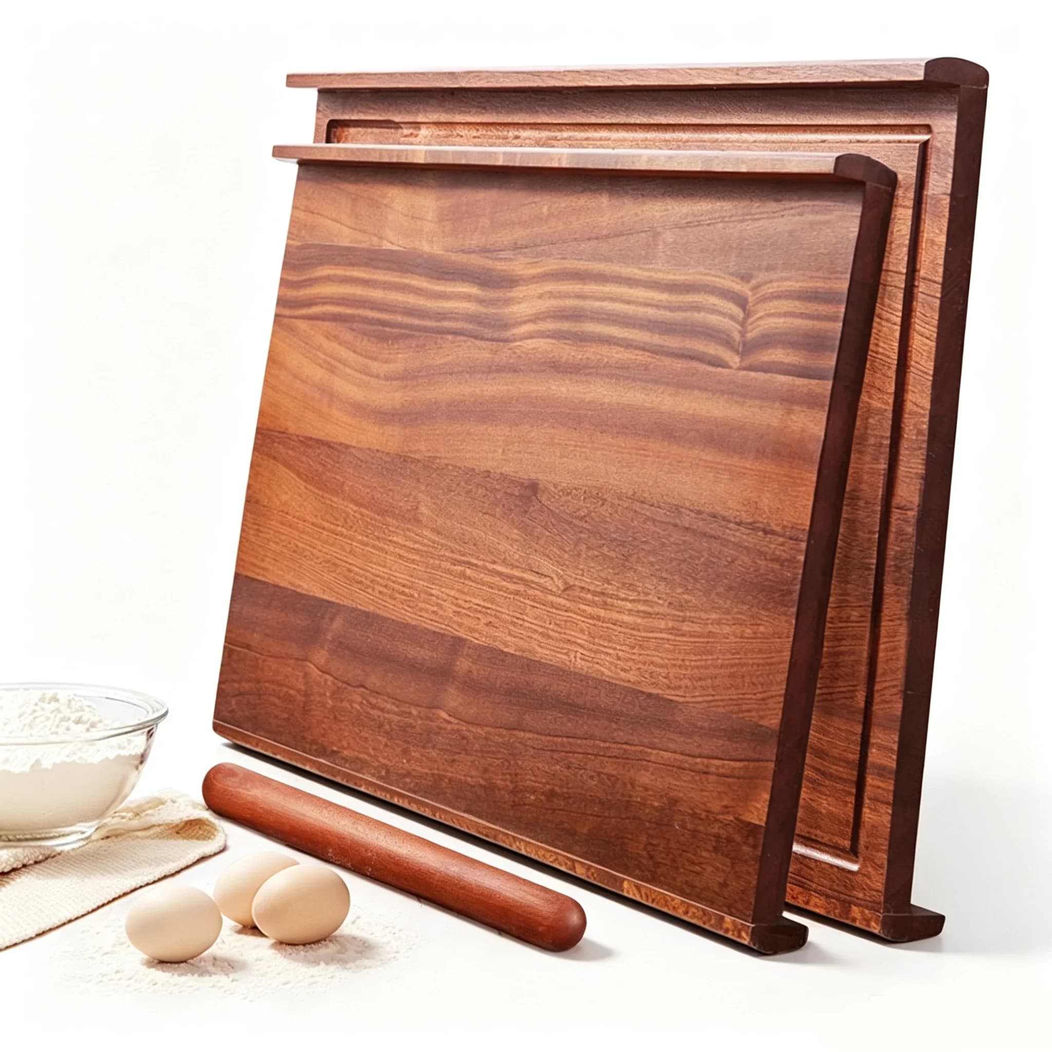 Solid Ebony Wood Cutting Board, Pastry Chef Kitchen Porter with Juice Groove, Extra Large Reversible Wooden Chopping Board
