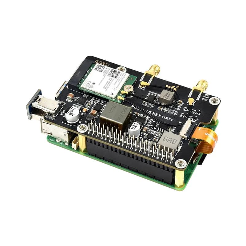 Raspberry Pi 5 PCIe to M.2 E Key Expansion Board - WiFi 6/BT 5.2 & PoE Power Combo Adapter