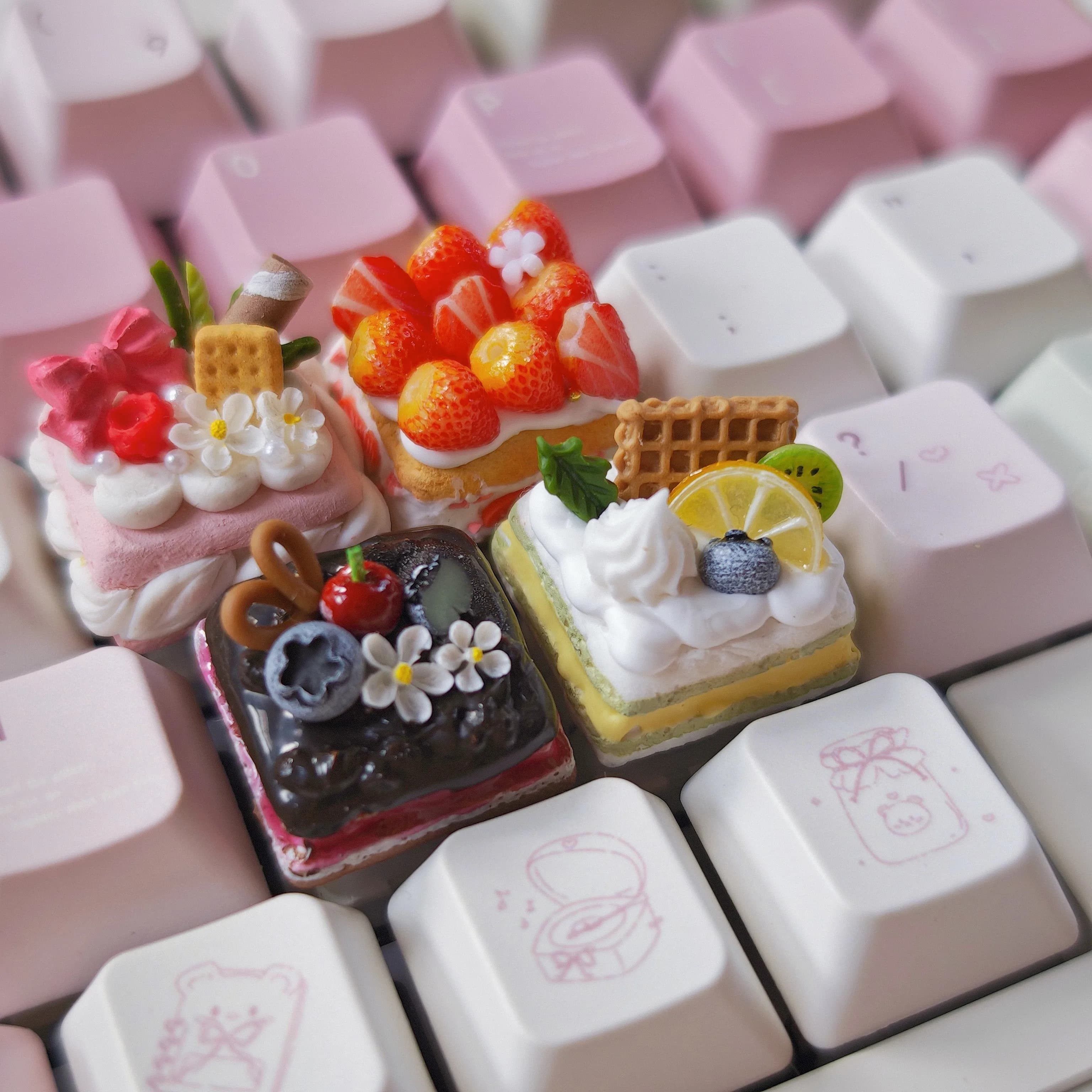 Cake Theme Keycaps Set 3D Resin Artisan Keycaps Custom Original Handmade Keycaps for Mechanical Keyboard Accessories Gift DIY