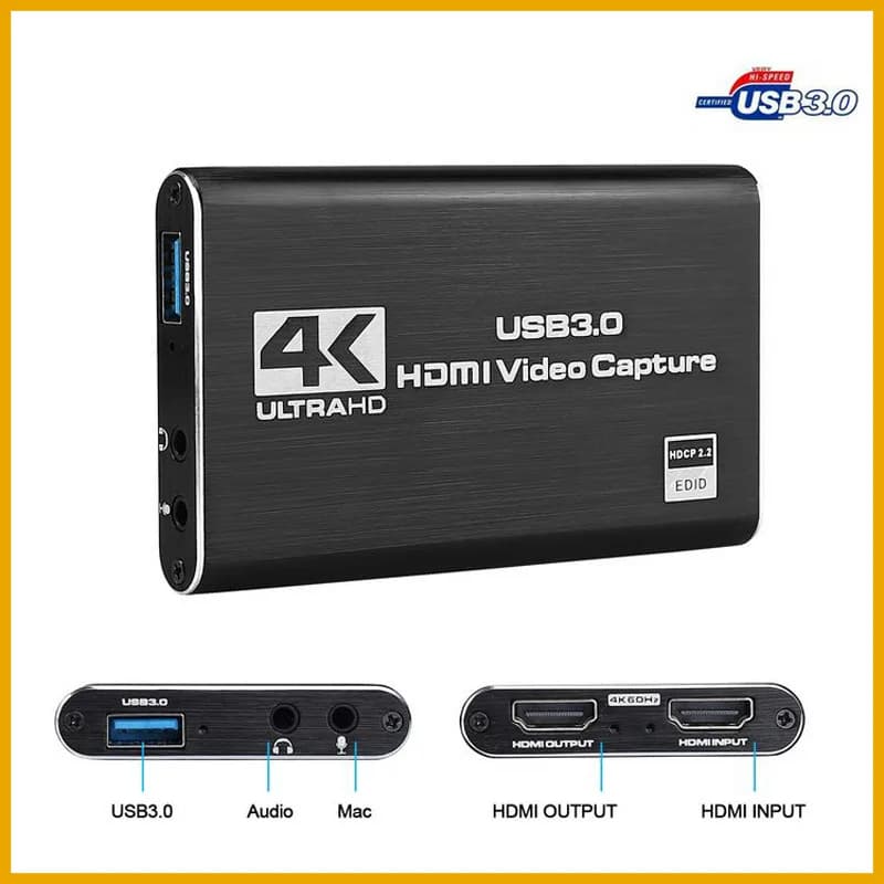 NEW 4K USB 3.0 Video Capture Card HDMI-compatible 1080P HD Video Recorder Grabber For PC PS4 OBS Game Recording Game Audio Mic