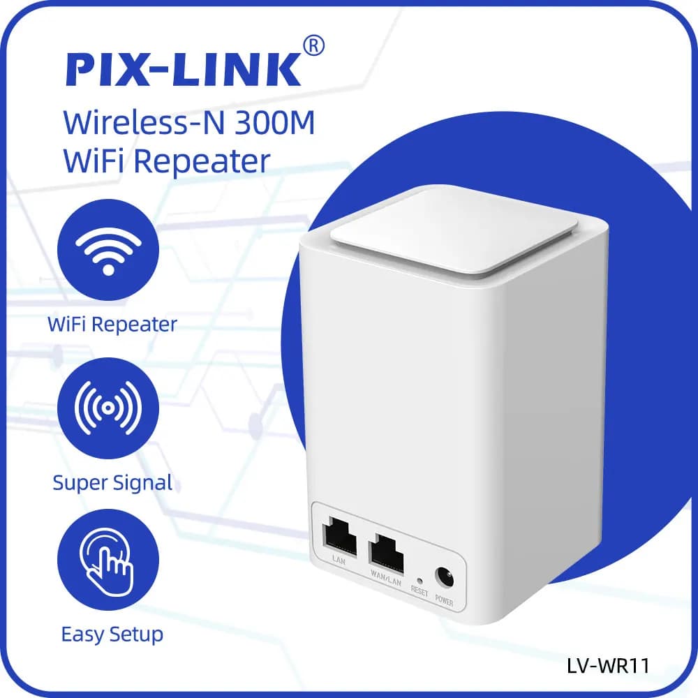 PIX-LINK WR11 N300 Ripetitore WiFi Router Wireless 4 in 1 Modalità AP Estensore di Segnale WiFi Amplificatore 300Mbps 2.4GHz Penetrazione Pareti WPS