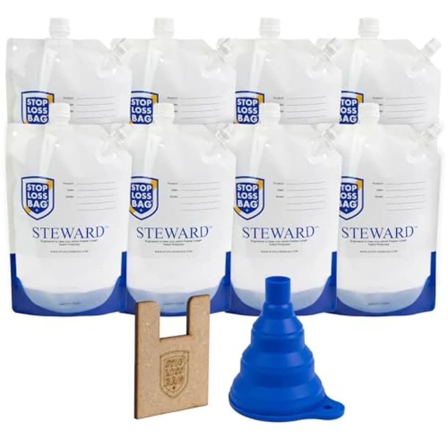 StopLossBags 8 Sacchetti Riutilizzabili per Conservazione Vernice, Buste Ermetiche Salvavernice con Imbuto e Clip per Facile Versamento, Miscelazione e Erogazione