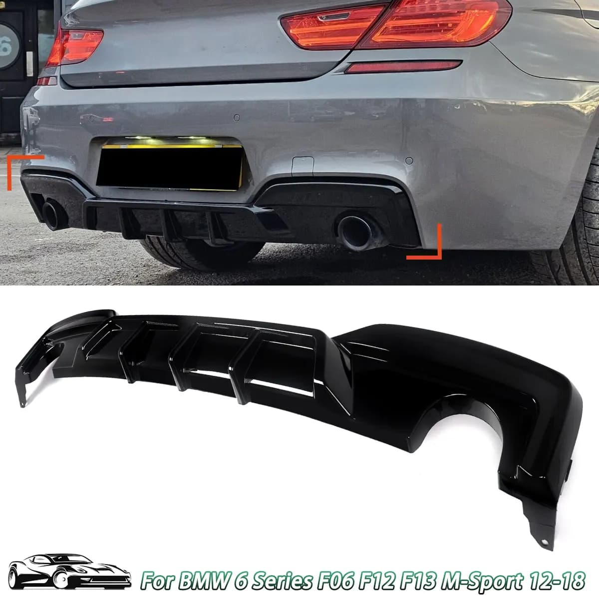 Diffusore Posteriore Magickit per BMW F06 F12 F13 640i 650i M Sport, Effetto Fibra di Carbonio, 2012-2018