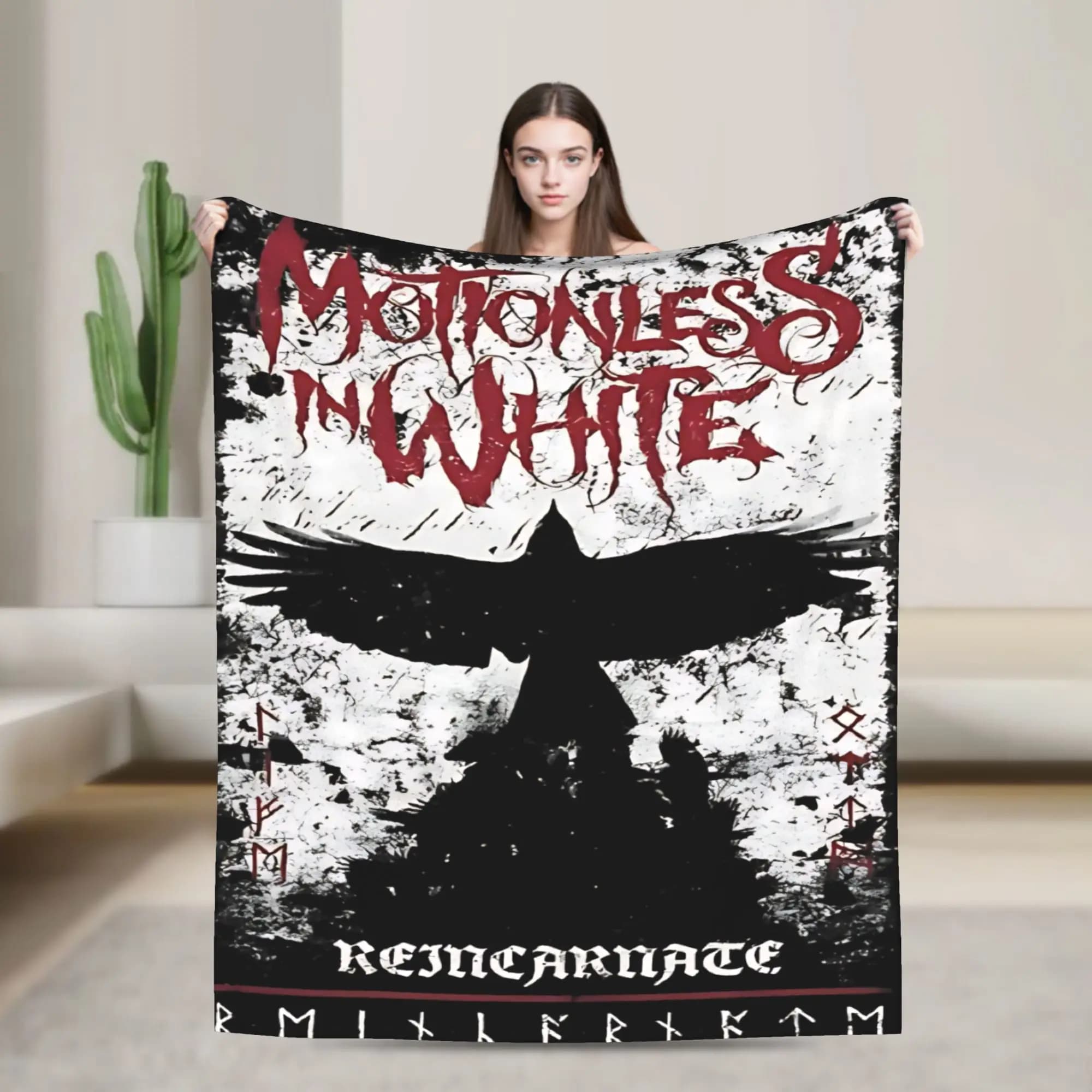 Soft and warm cover Motionless In White, student plush blanket, comfortable outdoor flannel blanket, sofa bed bed
