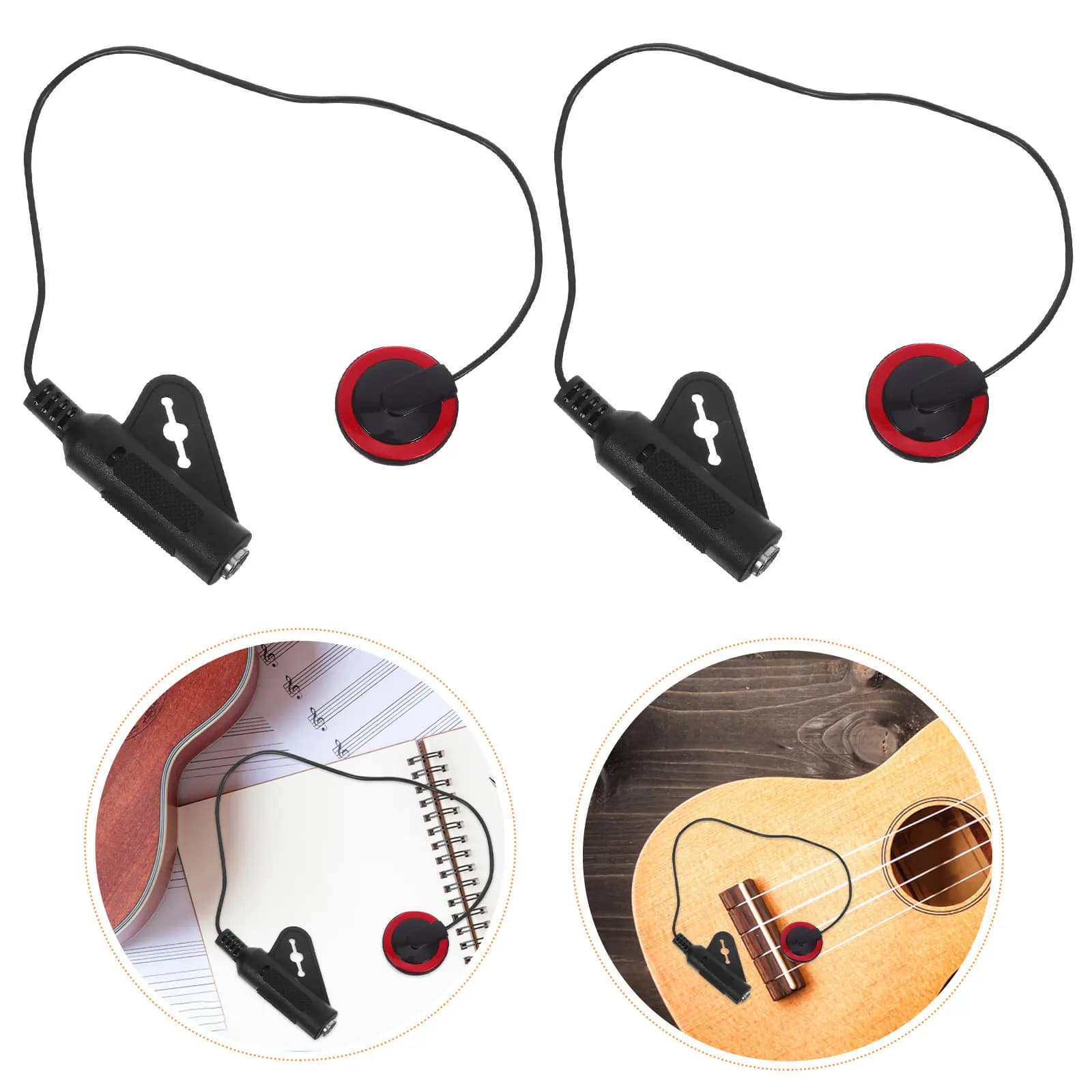 2 Pezzi Microfono a Contatto Piezoelettrico per Chitarra, Trasduttore Autoadesivo Senza Foratura per Ukulele, Violino, Banjo - Suono Portatile