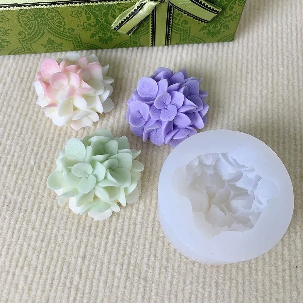 Creative Silicone Hydrangea Flower Mold White DIY Soap Mold Reusable Resin Mold Crafts Aromatherapy Candle Craft