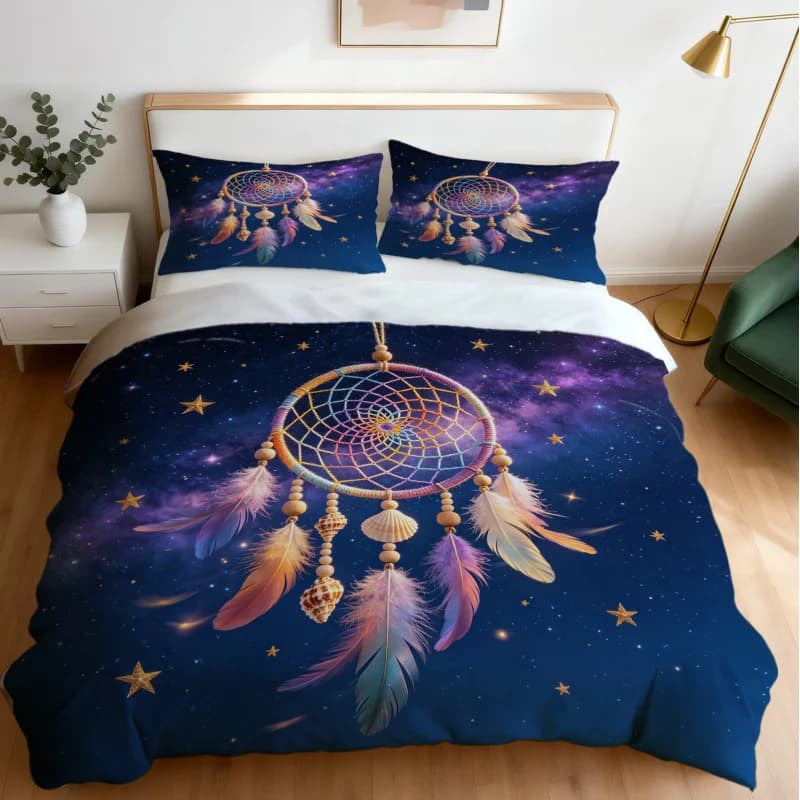 Boho Dreamcatcher Duvet Cover Set, No Filler, Airy Durable Bedding Set, Mystical Pattern Home Textile for Family Guest Room