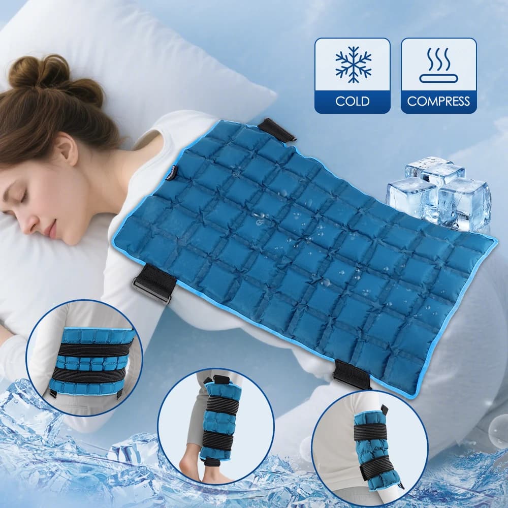 Grande impacco di ghiaccio per il rilassamento muscolare, impacco di gel caldo/freddo riutilizzabile, cuscino rinfrescante per ginocchio, gamba, schiena, collo, spalla, impacco di ghiaccio, fascia per massaggio.