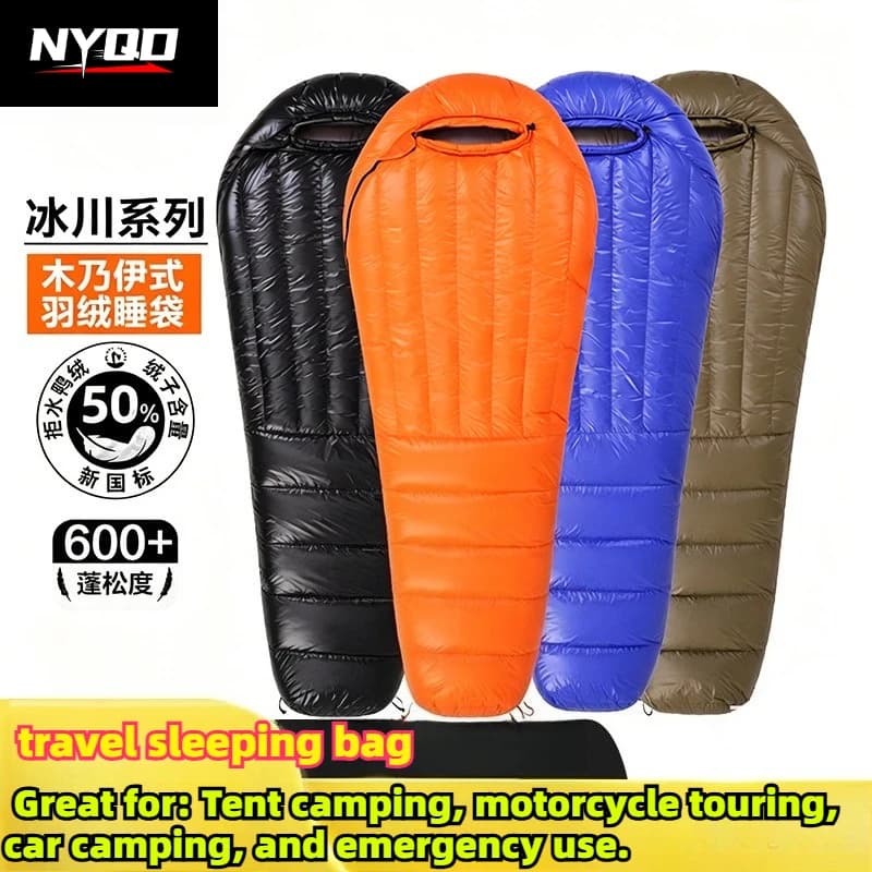 New 50% Duck Down Mummy Sleeping Bag for Adults, Waterproof Winter Warm Outdoor Camping Hiking Cycling Travel