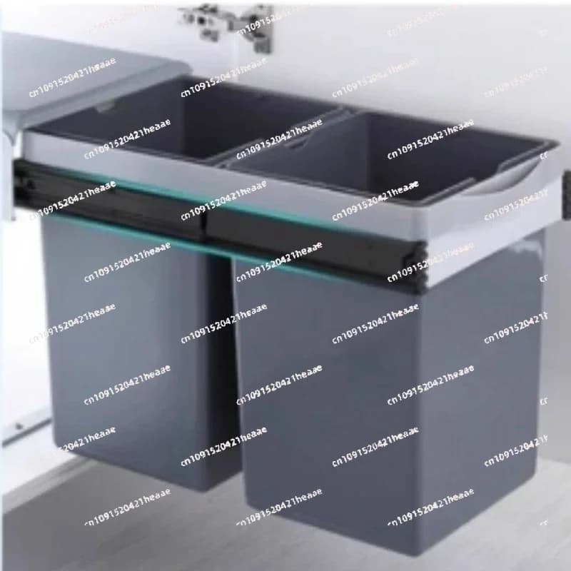 Suitable forLarge Capacity Dual Lids Recycling Bin for Kitchen Waste Container, Motion Sensor Pull-Out Cabinet Trash Can