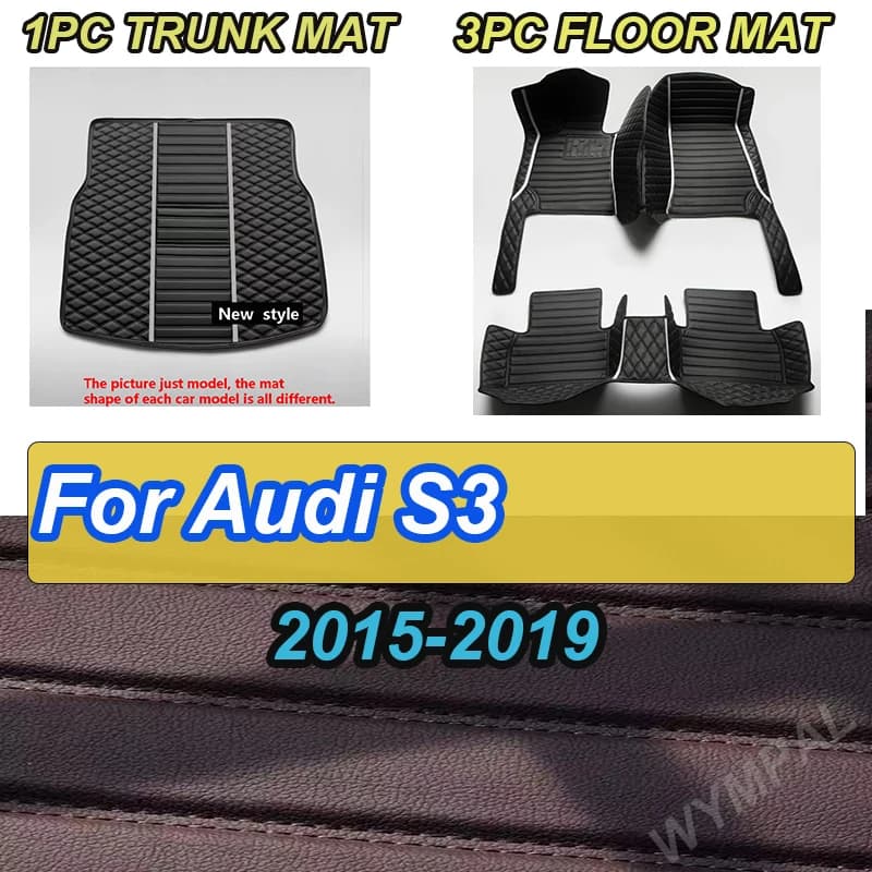 LUXURI Tappetini per auto per Audi S3 2019 2018 2017 2016 2015 Tappeto per auto impermeabile Car Styling Accessori interni personalizzati Tappetino per auto