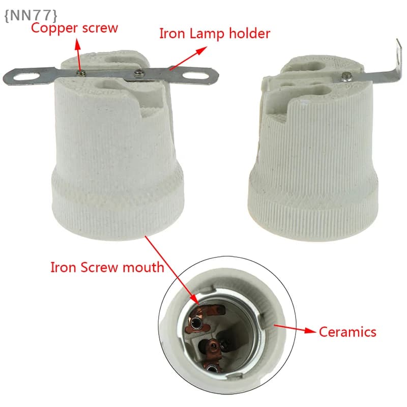 【Ja】Portalampada E27 in Ceramica - Supporto per Lampadina Resistente alle Alte Temperature e Adattatore