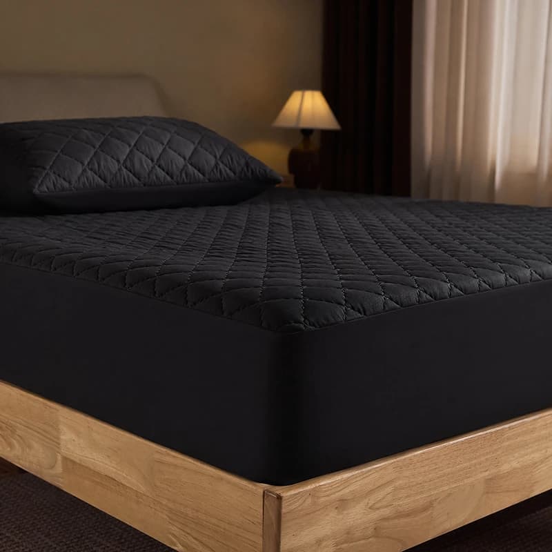 California King Bed Sheets Waterproof Fitted Sheet Only, Soft Plush Noiseless Deep Pocket 6-11", Machine Washable, White/Black