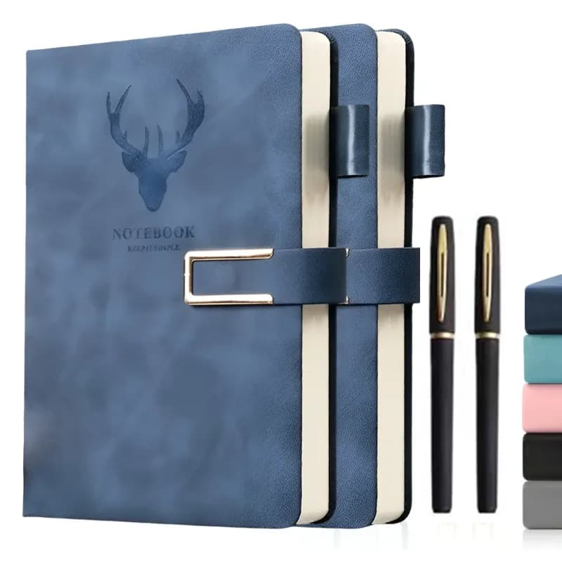 A5 Hardcover PU Leather Notebook 360 Pages Thick Ink Proof Journal With 2 Black Pens For Office Business School Gift
