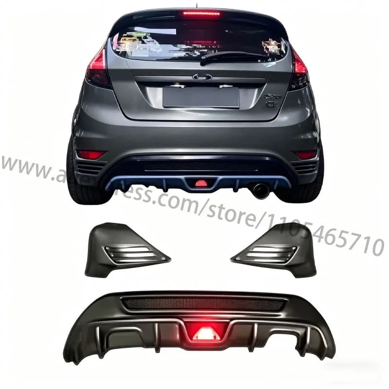 Per Ford Fiesta 2009-2016, Diffusore Posteriore con Luce, Kit Carrozzeria Paraurti Posteriore
