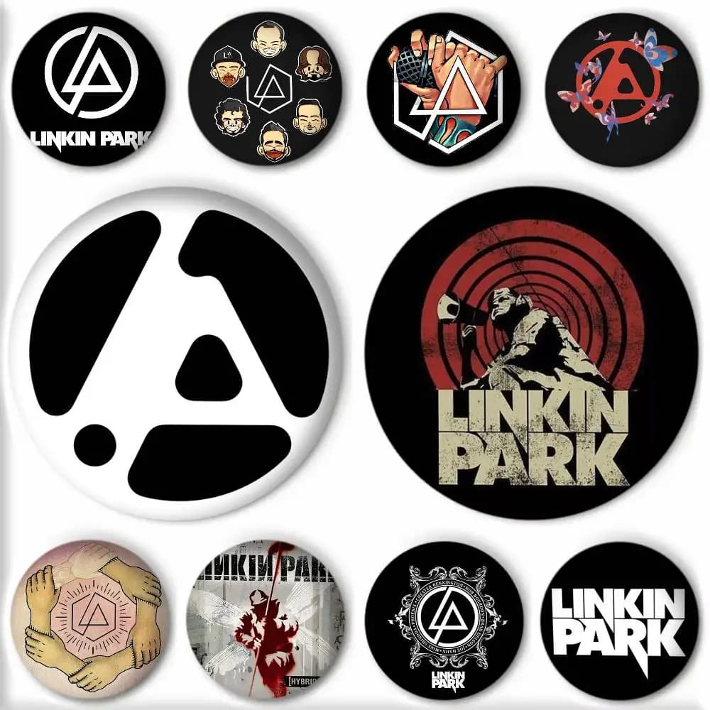 Spille smaltate rotonde in stile cartone animato L-Linkin-S-ParkS per decorazione zaino e accessori