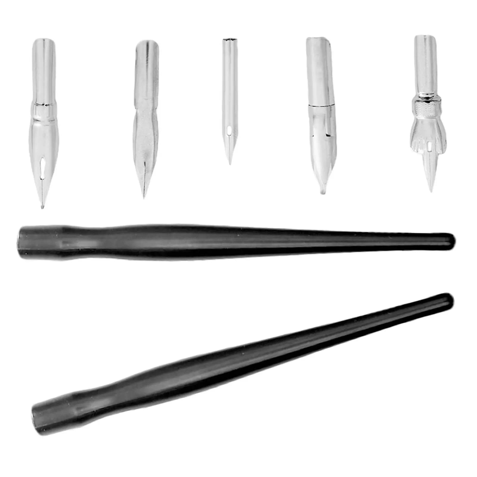 2Sets Plastic Dip Pen Set with Metal Nib Holder for Cartoon Drawing Calligraphy Thin Line Art Lithography Lettering
