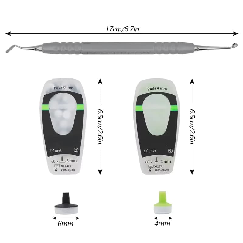Dental composite kit with foam pad molding tools Spatula with handle for whitening materials and filling of photopolymerizable resin teeth