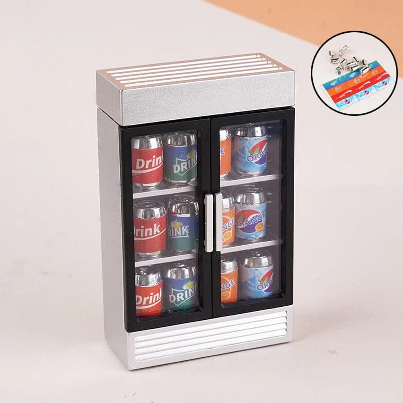Set di Mobili per Casa delle Bambole, Mini Frigorifero per Bevande, Kit di Accessori per Gioco di Ruolo