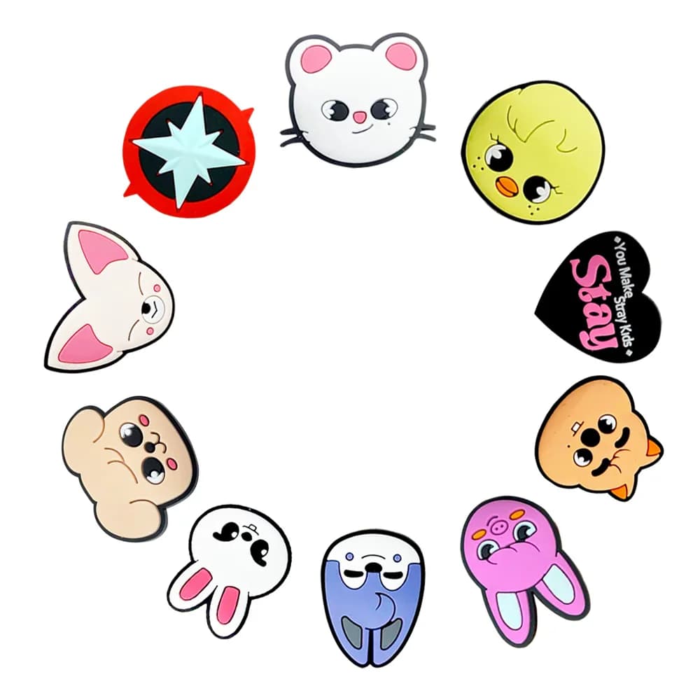 Accessori per scarpe K-POP Stray Kids SKZOO, fibbia per scarpe, fiore per scarpe, accessori fai da te in gomma morbida, accessori per scarpe a forma di cartone animato.