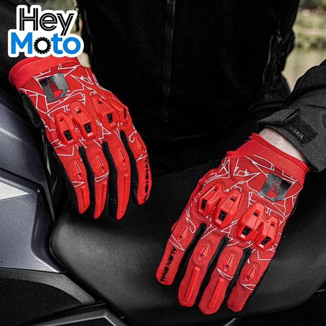 Guanti da Moto in Vera Pelle Antiscivolo, Attrezzatura per Motociclisti, Touch Screen, Traspiranti, per Ciclismo e Moto