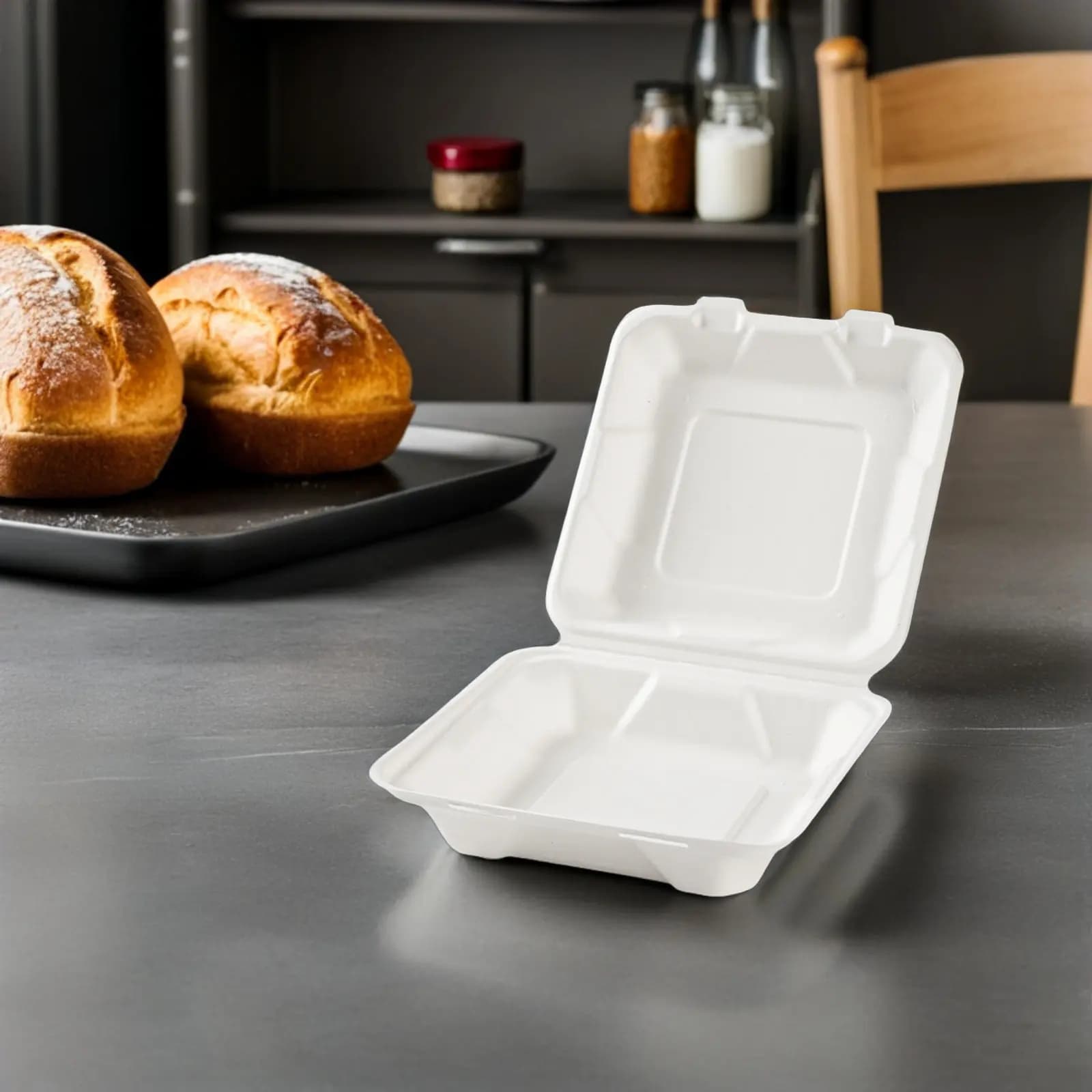 50 Pezzi Scatole Biodegradabili per Asporto in Fibra di Canna da Zucchero, Contenitori Monouso per Hamburger, Scatole per Pranzo, Contenitori per Preparazione Pasti, Contenitori Alimentari in Cartone
