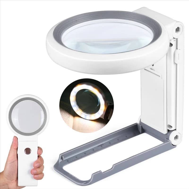 Lente d'ingrandimento portatile pieghevole VELIF 30X 40X 18 luci a LED per anziani, lettura, lavoro di primo piano sulle monete