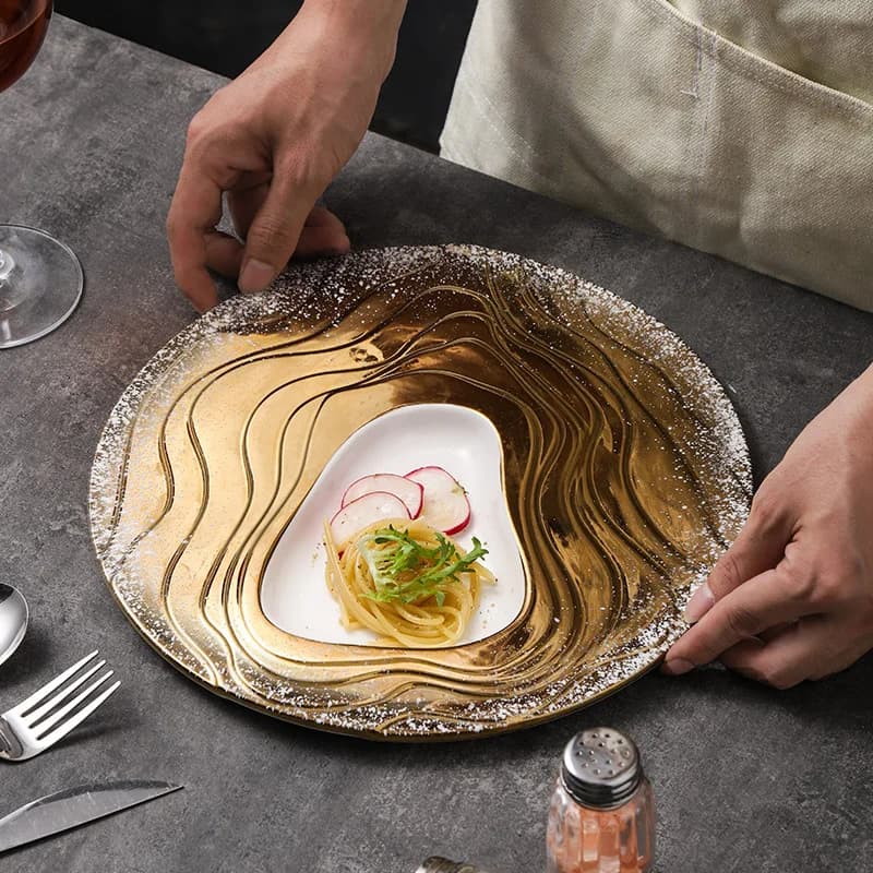Creativo Phnom Penh Piatto a pendolo in ceramica per cibo occidentale Sala da pranzo e stoviglie per piatti da bistecca in ceramica a forma speciale per hotel