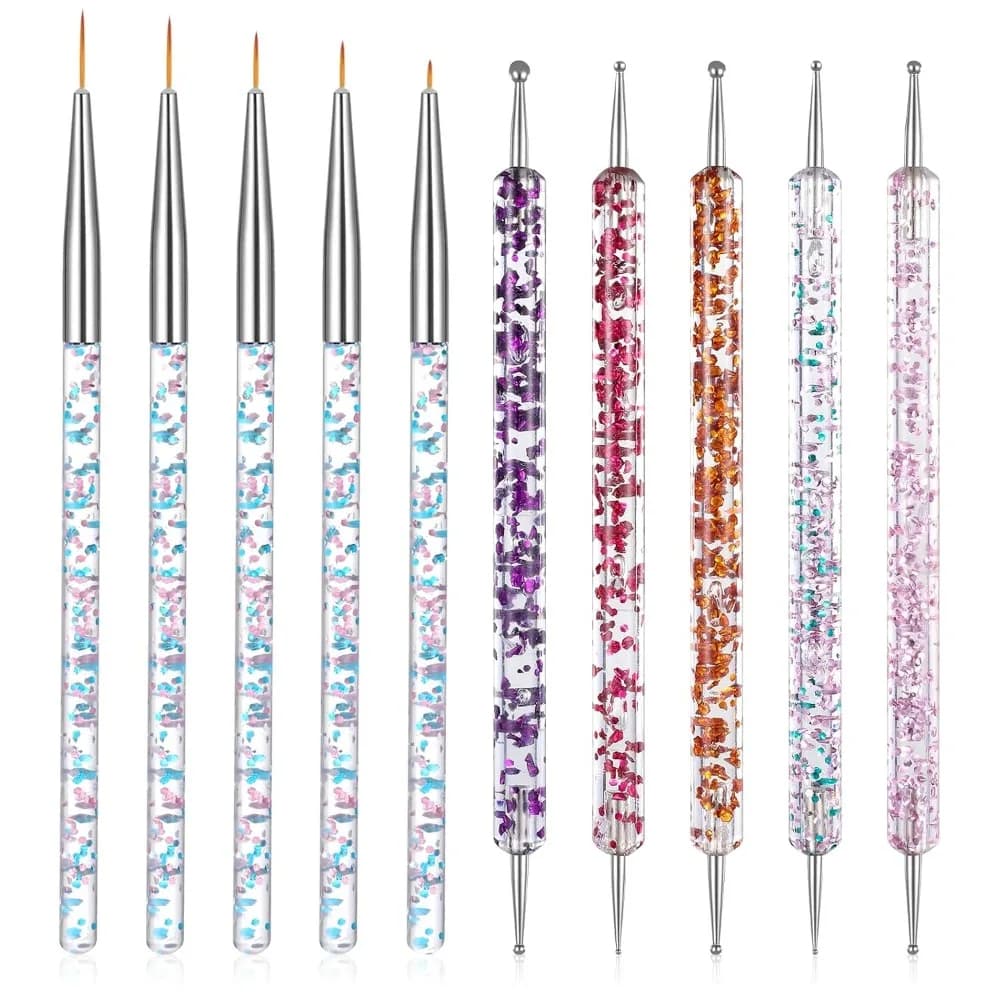 Double-Ended Dotting Tools Set: 5 Multipurpose Nail Art Brushes for Professional and Home Use