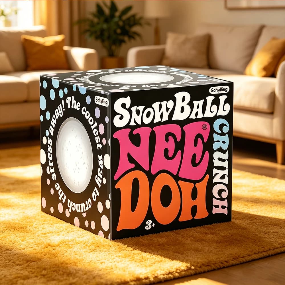 NeeDoh Snow Ball Crunch, Cubetti di Ghiaccio Sensoriali Antistress, Blocchi Morbidi, Palla Antistress, Regalo per Bambini e Adulti