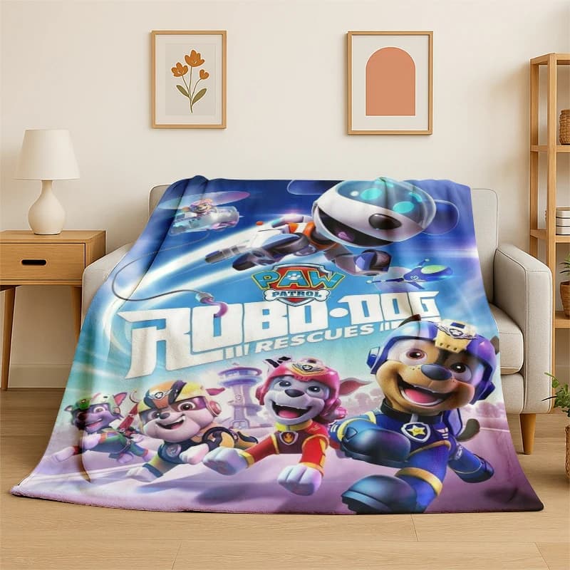 Coperta in flanella con simpatici cani dei cartoni animati P-Patrol, morbida e calda, per camera da letto, soggiorno, letto, viaggi, campeggio, picnic, regalo per bambini