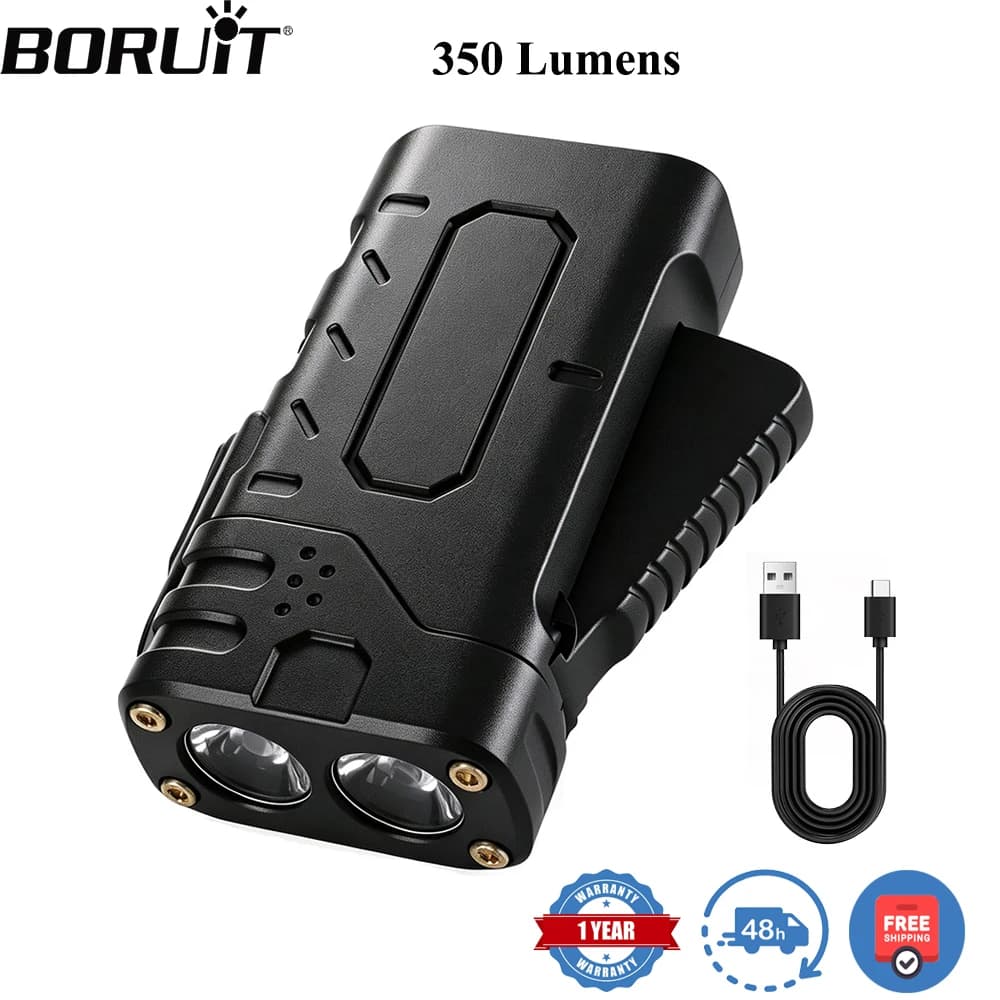 BORUIiT Hand Crank EDC LED Flashlight Type-C Rechargeable Self-Powered Torch Waterproof Outdoor Camping Riding Lantern