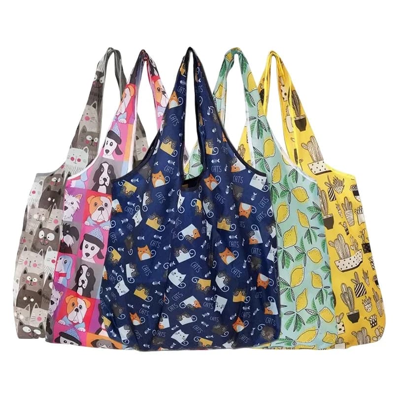 Grande Borsa Pieghevole Ecologica Riutilizzabile, Borsa a Tracolla Portatile da Viaggio, Borsa per la Spesa alla Moda, Borsa Tote con Tasche, Borse Resistenti per lo Stoccaggio