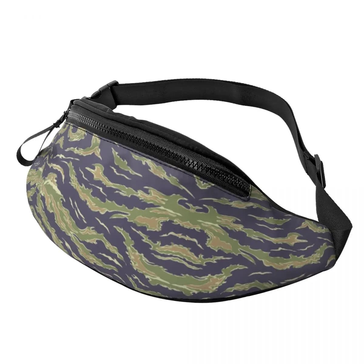 Custom Tiger Stripe Camouflage Camo Fanny Pack Women Men Crossbody Waist Bag for Running Phone Money Pouch