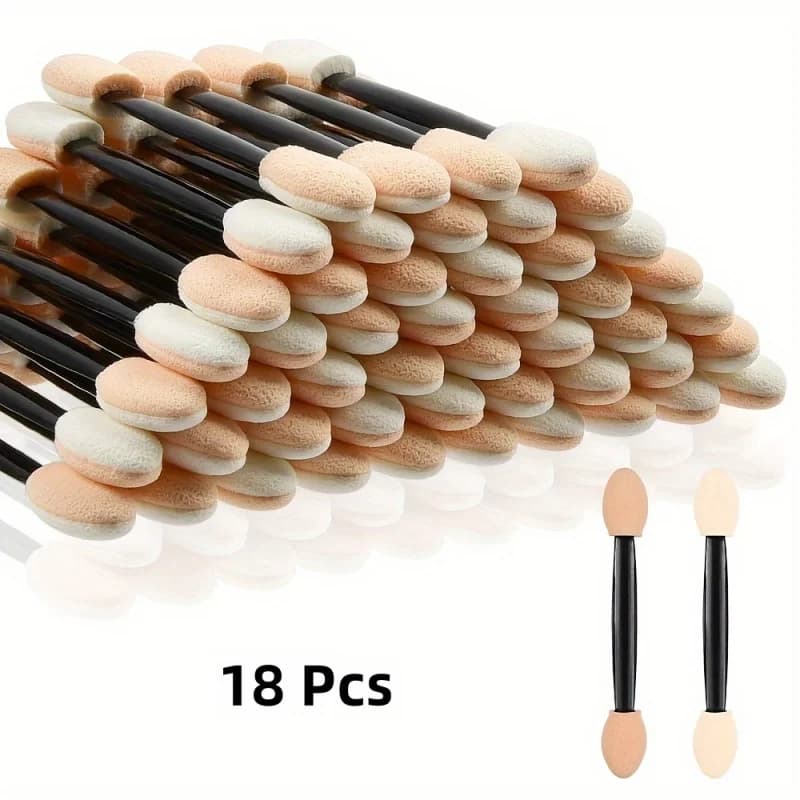 18Double-sided eyeshadow brush - Short sponge head design，Easily and evenly apply makeup - Exclusive for women - Black