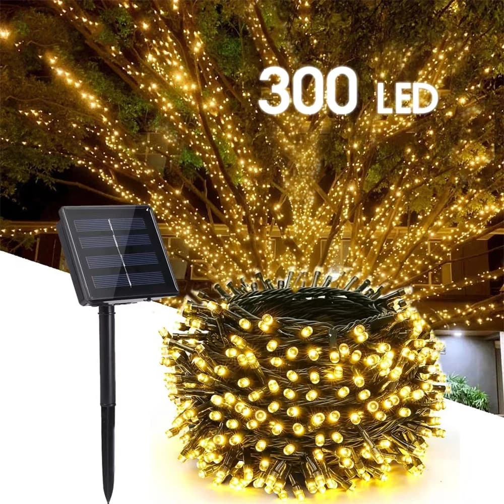 Stringa di luci solari a LED da 300 LED, lampada da esterno, ghirlanda impermeabile da giardino per Natale, festa, decorazione domestica