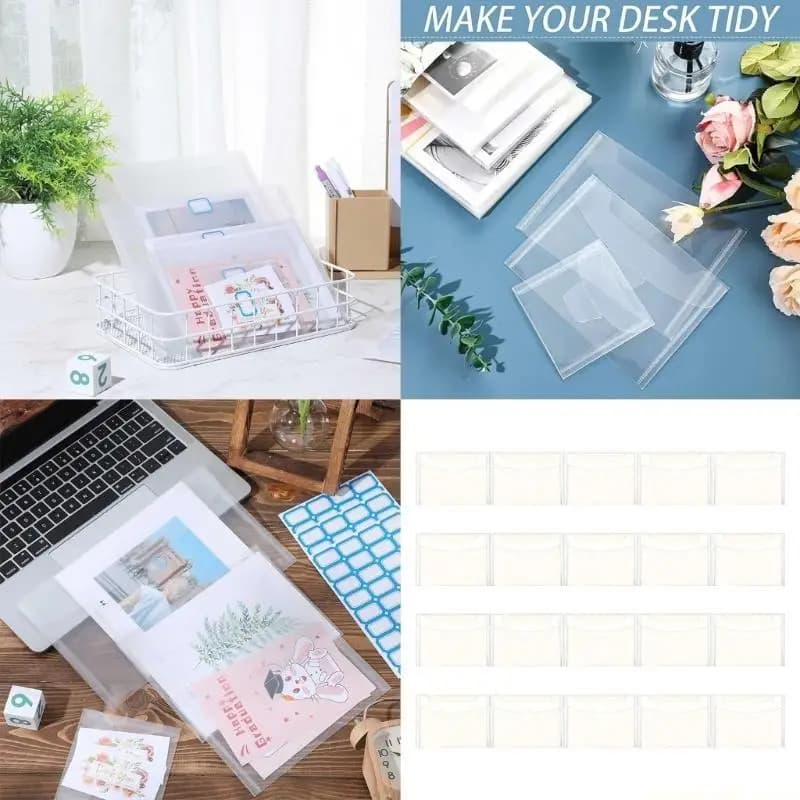 20Pieces File Bag Clear Envelope Storage Bag Water Resistant File Envelope Document Folder For School Office Supplies