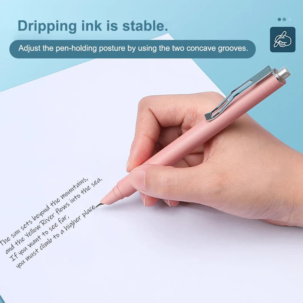 Ergonomic Posture Correction Retractable Fountain Pen 0.5mm Click-action Convenience, No Cap To Lose. Office Productivity