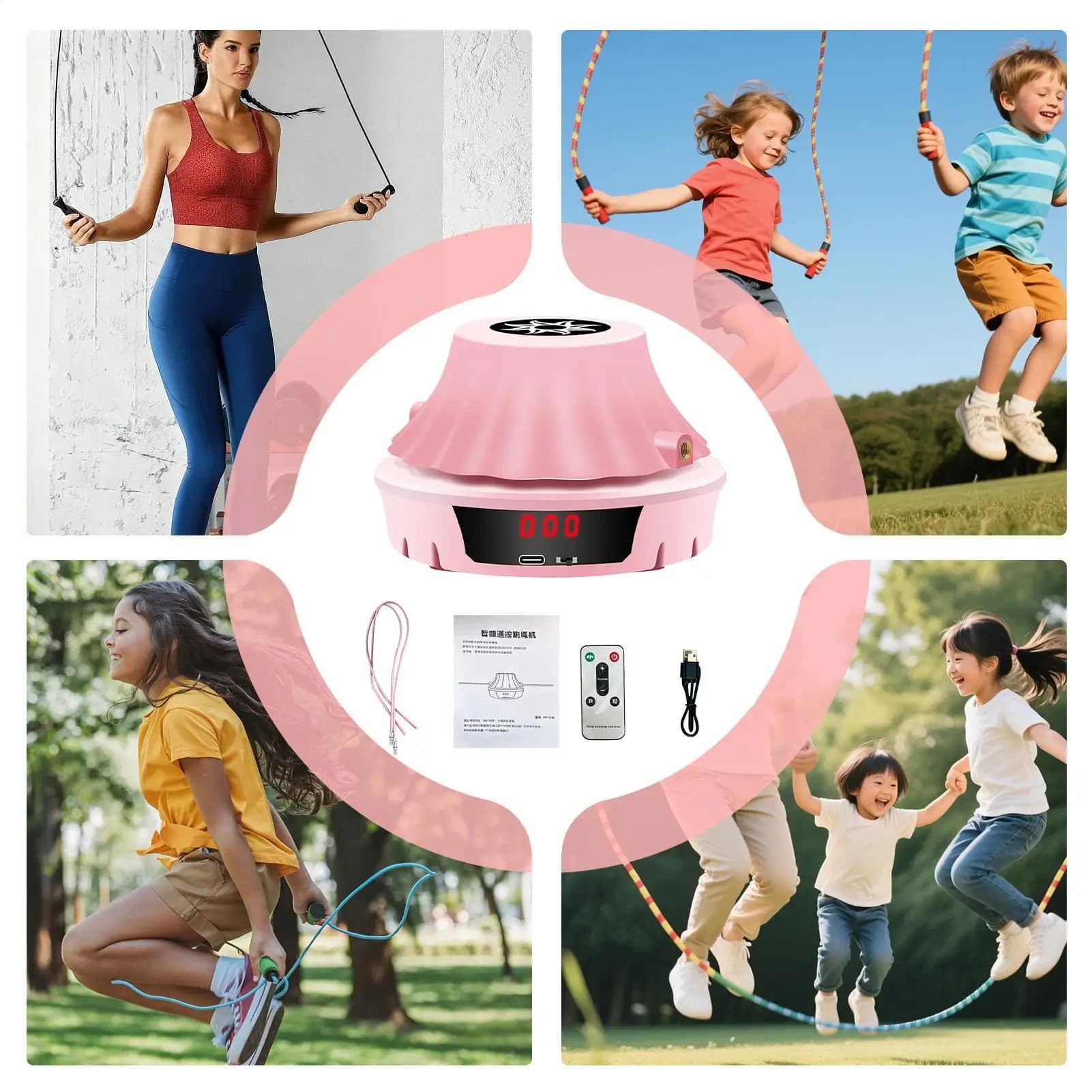 Automatic Skipping Machine Lcd Counter Automatic Portable Kids Fitness Rope Skipping Trainer For Kids Adults Family Home Office