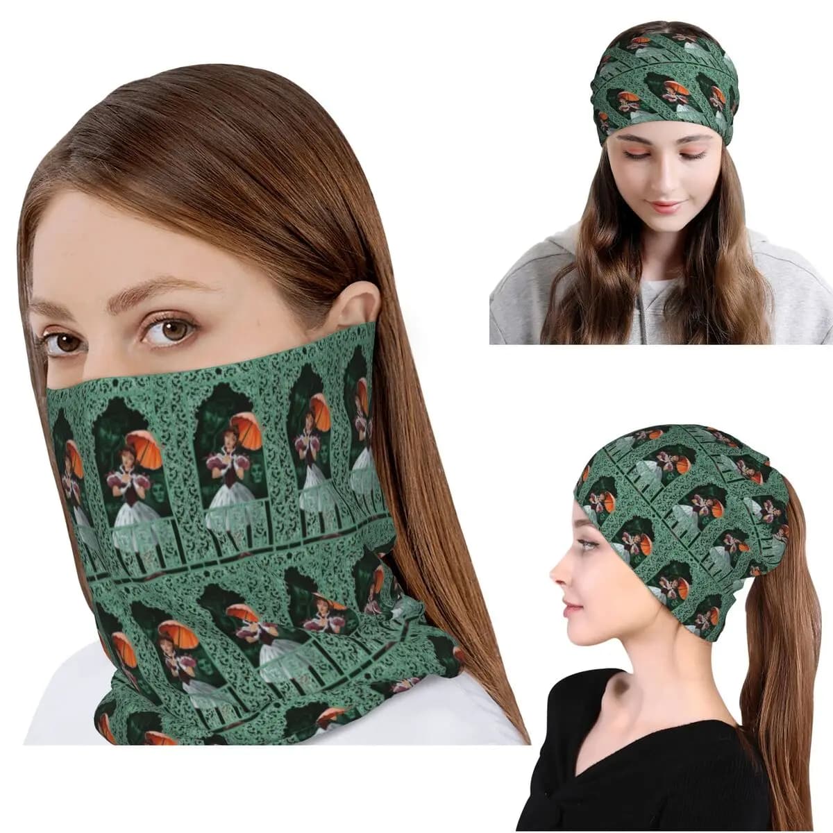 Gothic Vampire Halloween Haunted Mansion Bandana Neck Cover Wrap Scarf Warm Headband Beanies Hat for Men Women Adult Windproof