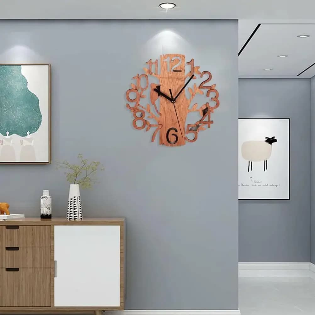 Living Study Room Bedroom Office Kitchen Double-Layer Three-Dimensional Bird Wall Home Wooden Creative Wall Clock