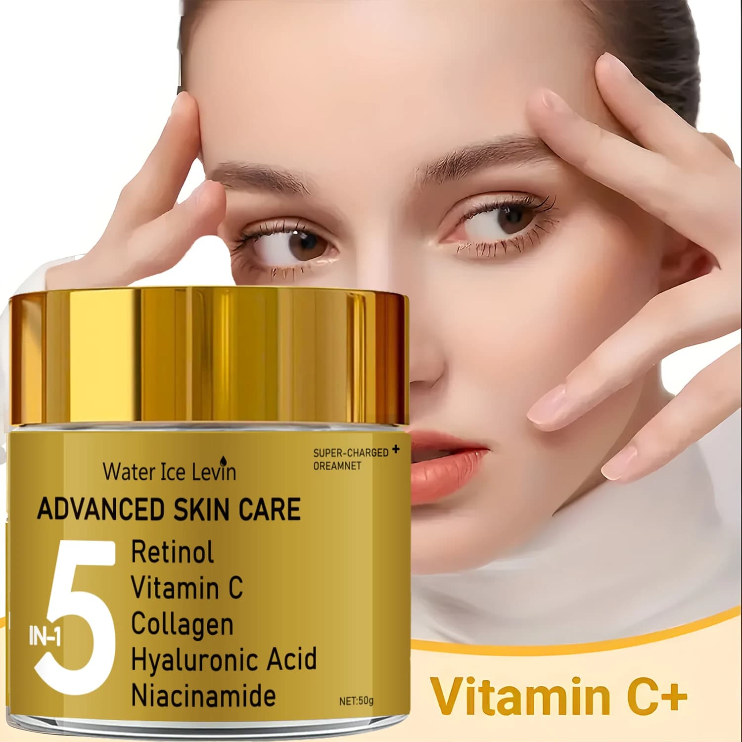 Face moisturizing cream 5 in 1 containing vitamin C, collagen and E - Moisturizing formula for pores, suitable for all skin types, not irritating