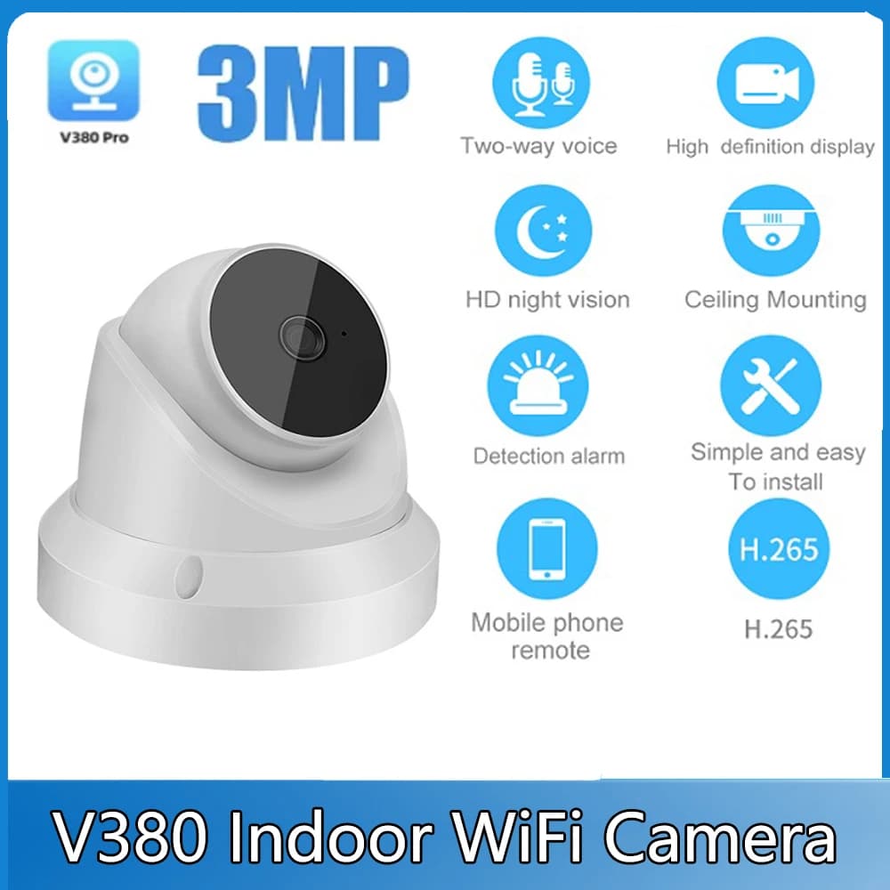 V380 Pro 3MP WiFi IP telecamera per interni registratore Wireless Baby Monitor Audio bidirezionale Smart Surveillance CCTV HD Camera Pet Monitor